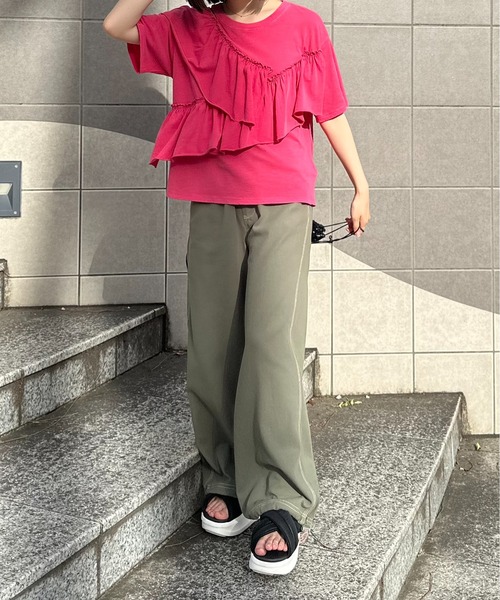 セール】ピグメント アシンメトリーフリルTシャツ（Tシャツ