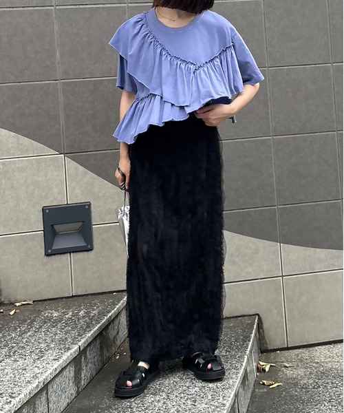 セール】ピグメント アシンメトリーフリルTシャツ（Tシャツ