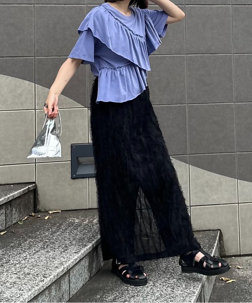 セール】ピグメント アシンメトリーフリルTシャツ（Tシャツ