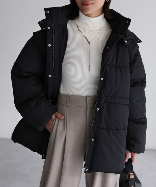 Riberry（リベリー）の「ベルト付きマルチWAY中綿ミドルダウン（ダウンジャケット/コート・レディース・ブラック/アイボリー・FREE）」の9枚目の写真