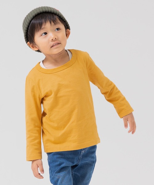 chil2（チルツー）の「全20色 無地長袖Tシャツ（Tシャツ/カットソー・キッズ・クリーム/ラベンダー/ワインレッド/ミント/オレンジ/レッド/グレー/ブラック/チャコールグレー/ホワイト/ベージュ/スモークピンク/イエロー/ネイビー/ライトグリーン/ブルー/モカ/グリーン/マスタード/サックスブルー・80ｃｍ/90cm/110cm/100cm/120cm/130cm/140cm/150cm/160cm）」の16枚目の写真