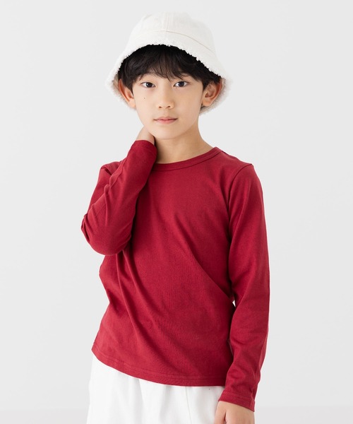 chil2（チルツー）の「全20色 無地長袖Tシャツ（Tシャツ/カットソー・キッズ・クリーム/ラベンダー/ワインレッド/ミント/オレンジ/レッド/グレー/ブラック/チャコールグレー/ホワイト/ベージュ/スモークピンク/イエロー/ネイビー/ライトグリーン/ブルー/モカ/グリーン/マスタード/サックスブルー・80ｃｍ/90cm/110cm/100cm/120cm/130cm/140cm/150cm/160cm）」の19枚目の写真