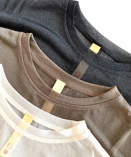 Q（キュー）の「シアー半袖T（Tシャツ/カットソー・レディース・グレー/アイボリー/ブラック・MEDIUM）」の8枚目の写真