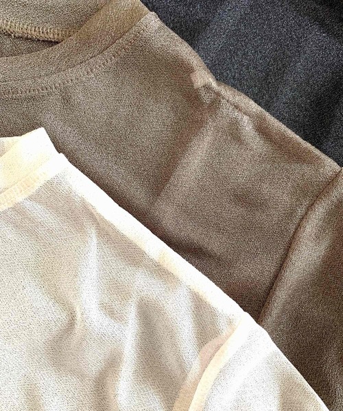 Q（キュー）の「シアー半袖T（Tシャツ/カットソー・レディース・グレー/アイボリー/ブラック・MEDIUM）」の9枚目の写真