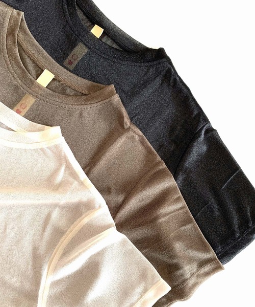 Q（キュー）の「シアー半袖T（Tシャツ/カットソー・レディース・グレー/アイボリー/ブラック・MEDIUM）」の10枚目の写真