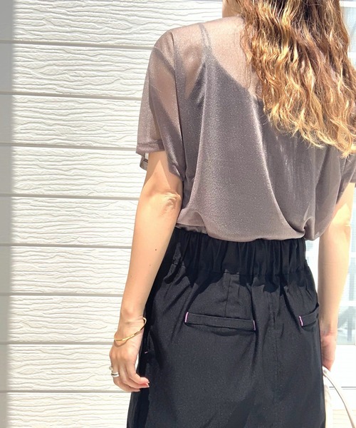 Q（キュー）の「シアー半袖T（Tシャツ/カットソー・レディース・グレー/アイボリー/ブラック・MEDIUM）」の19枚目の写真