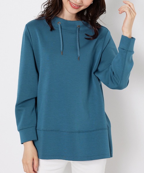 BELLUNA PLUS(ベルーナ)の「ワイドネック切替デザインプルオーバー(Tシャツ/カットソー・レディース・ライム/ネイビー/アイボリー/ブルー/チャコール/ミント/ピンクベージュ・X-LARGE/MEDIUM/LARGE)」の6枚目の写真