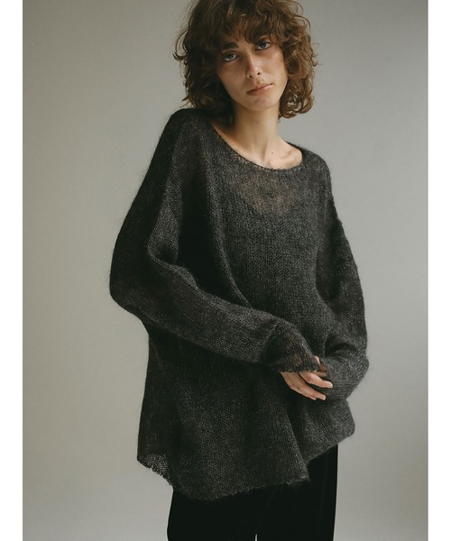 HER.（ハー）の「モヘアニットプルオーバー（ニット/セーター・レディース・チャコールグレー/オフホワイト/ブラウン・フリー）」の2枚目の写真