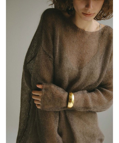 HER.（ハー）の「モヘアニットプルオーバー（ニット/セーター・レディース・チャコールグレー/オフホワイト/ブラウン・フリー）」の8枚目の写真