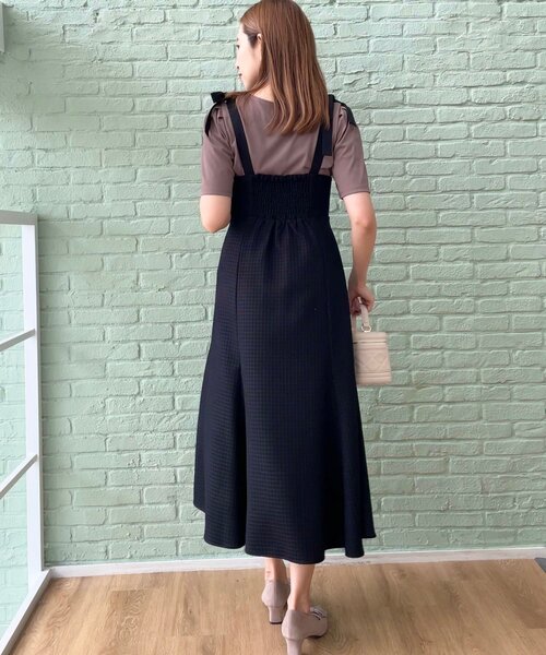 couture brooch（クチュールブローチ）の「◆【着映えするワンピース】肩リボンチェックワンピース（ワンピース・レディース・ブラック/ブルー系その他3/ブラック系1・36/42/38）」の21枚目の写真