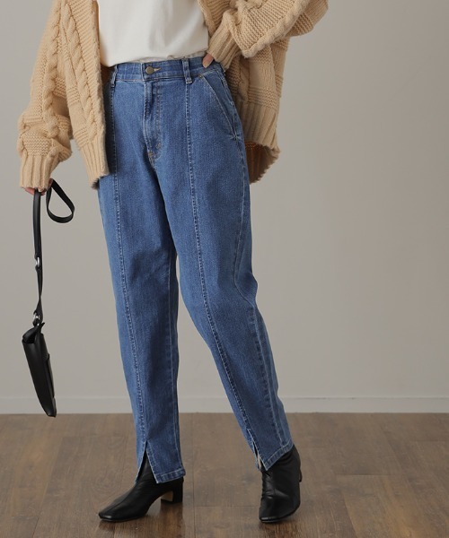 HUG.U（ハグユー）の「ecoデニムスリットパンツ（デニムパンツ・レディース・インディゴブルー/ダークインディゴブルー/ワンウォッシュ・S/M/L/XL）」の4枚目の写真