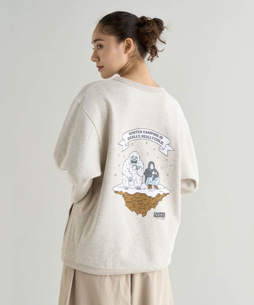 NANGA（ナンガ）の「ECO HYBRID CAMPING MANNERS RRC SWEATSHIRT（スウェット・メンズ・カーキ/ブラック/ライトグレー/オートミール・S/M/L/XL）」の3枚目の写真