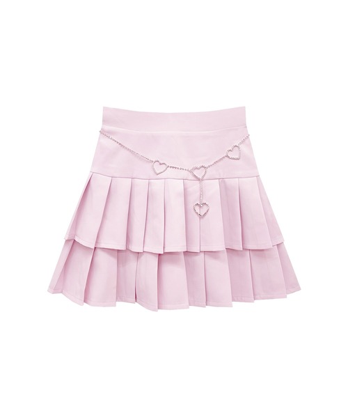 Honey Cinnamon（ハニーシナモン）の「2段プリーツハートベルトスカート（スカート・レディース・ベージュ/ピンク・FREE）」の12枚目の写真