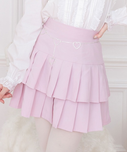 Honey Cinnamon（ハニーシナモン）の「2段プリーツハートベルトスカート（スカート・レディース・ベージュ/ピンク・FREE）」の11枚目の写真