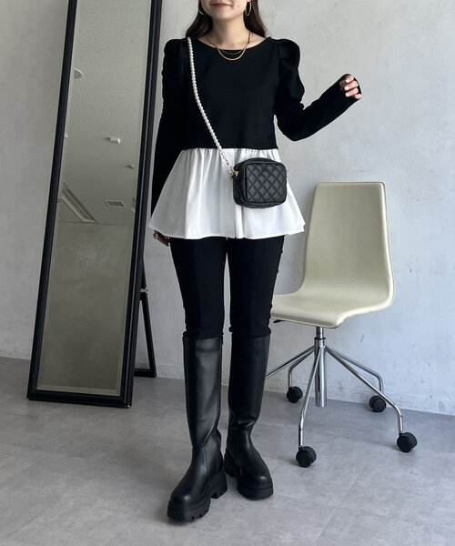 prose verse(プロズヴェール)の「シャツドッキングパワショルペプラムトップス(Tシャツ/カットソー・レディース・ブラック・LARGE/MEDIUM)」の11枚目の写真