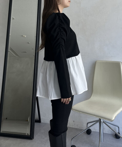 prose verse(プロズヴェール)の「シャツドッキングパワショルペプラムトップス(Tシャツ/カットソー・レディース・ブラック・LARGE/MEDIUM)」の16枚目の写真