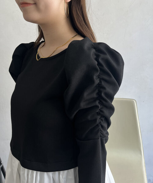 prose verse(プロズヴェール)の「シャツドッキングパワショルペプラムトップス(Tシャツ/カットソー・レディース・ブラック・LARGE/MEDIUM)」の19枚目の写真