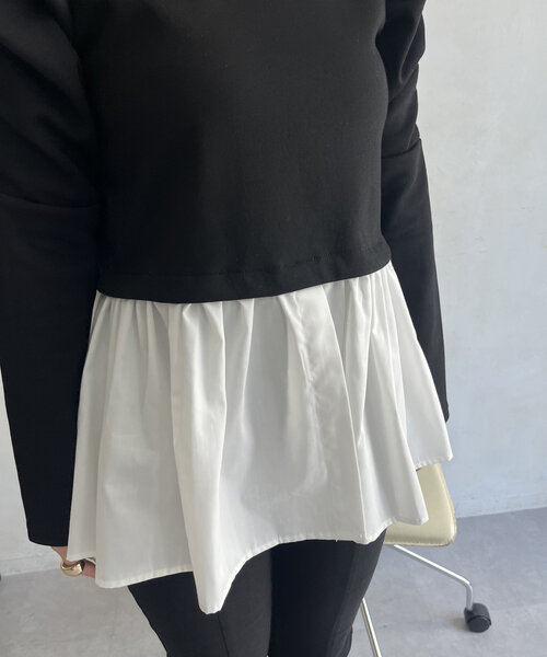 prose verse(プロズヴェール)の「シャツドッキングパワショルペプラムトップス(Tシャツ/カットソー・レディース・ブラック・LARGE/MEDIUM)」の20枚目の写真