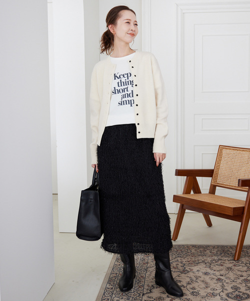 SLOBE IENA(スローブイエナ)の「echecs クルーネックカーディガン(カーディガン/ボレロ・レディース・ライトグリーン/レッド/チャコールグレー/アイボリー・FREE)」の12枚目の写真