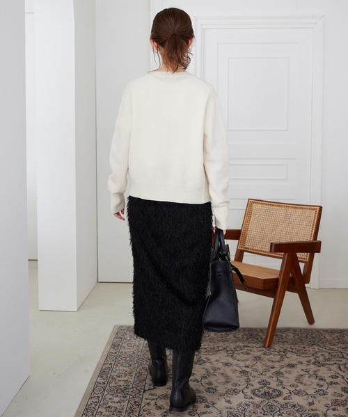 SLOBE IENA(スローブイエナ)の「echecs クルーネックカーディガン(カーディガン/ボレロ・レディース・ライトグリーン/レッド/チャコールグレー/アイボリー・FREE)」の14枚目の写真