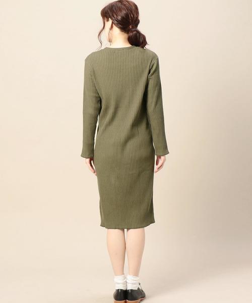 BEAUTY&YOUTH UNITED ARROWS(ビューティーアンドユースユナイテッドアローズ)の「BY コットンリブVネックワンピース◆(ワンピース・レディース・ブラック/グレー/オリーブ・フリー)」の13枚目の写真