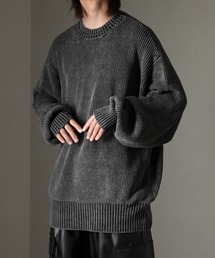 【welise/ウェライズ】ケミカルオーバーダイ スプリングニット オーバーサイズ 2重襟クルーネックセーター