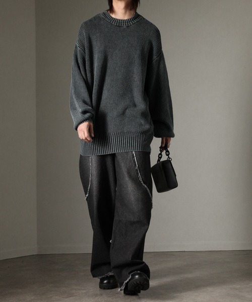 welise（ウェライズ）の「【welise/ウェライズ】ケミカルオーバーダイ スプリングニット オーバーサイズ 2重襟クルーネックセーター（ニット/セーター・メンズ・ブルー系その他/ブラック/ワイン/グレー・S/M/L/XL）」の20枚目の写真