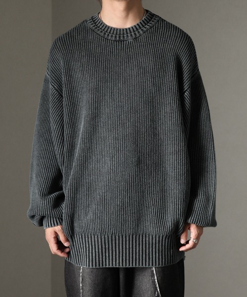 welise（ウェライズ）の「【welise/ウェライズ】ケミカルオーバーダイ スプリングニット オーバーサイズ 2重襟クルーネックセーター（ニット/セーター・メンズ・ブルー系その他/ブラック/ワイン/グレー・S/M/L/XL）」の18枚目の写真