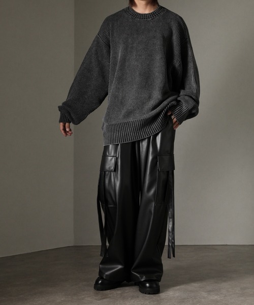 welise（ウェライズ）の「【welise/ウェライズ】ケミカルオーバーダイ スプリングニット オーバーサイズ 2重襟クルーネックセーター（ニット/セーター・メンズ・ブルー系その他/ブラック/ワイン/グレー・S/M/L/XL）」の11枚目の写真