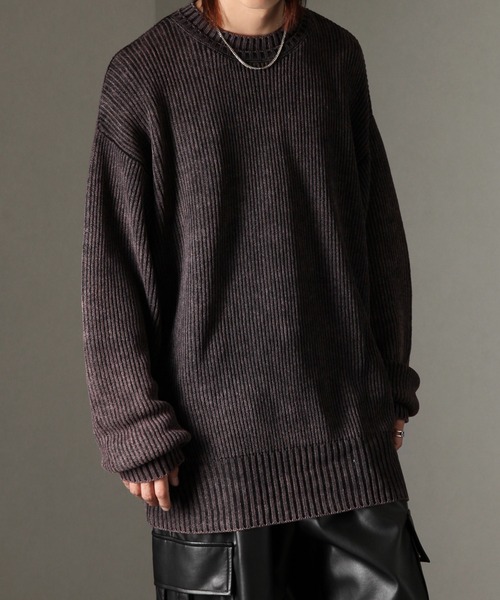 welise（ウェライズ）の「【welise/ウェライズ】ケミカルオーバーダイ スプリングニット オーバーサイズ 2重襟クルーネックセーター（ニット/セーター・メンズ・ブルー系その他/ブラック/ワイン/グレー・S/M/L/XL）」の12枚目の写真