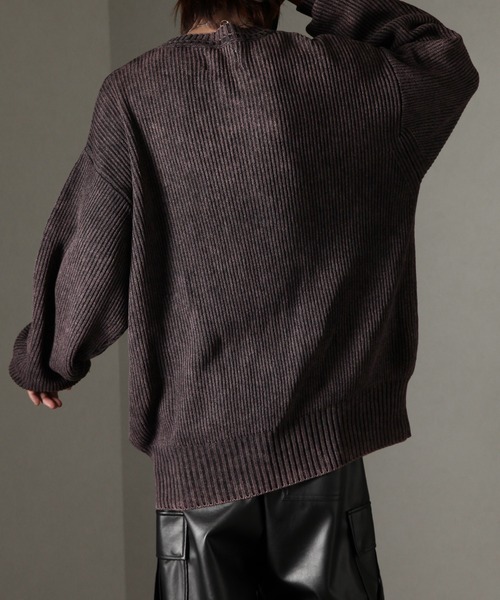 welise（ウェライズ）の「【welise/ウェライズ】ケミカルオーバーダイ スプリングニット オーバーサイズ 2重襟クルーネックセーター（ニット/セーター・メンズ・ブルー系その他/ブラック/ワイン/グレー・S/M/L/XL）」の14枚目の写真