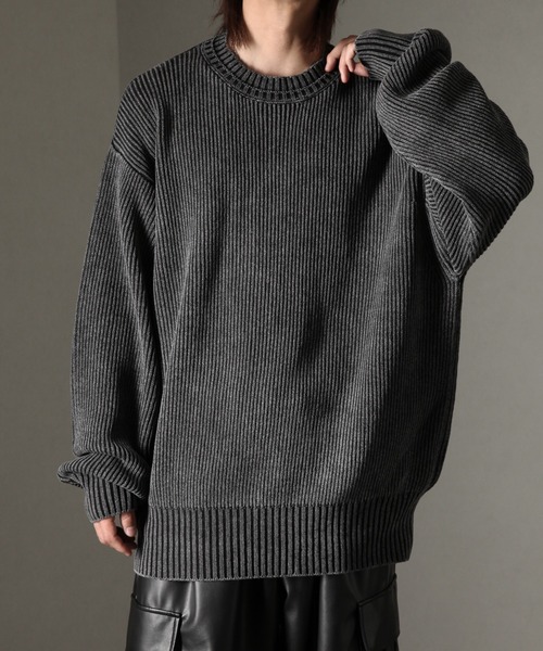 welise/ウェライズ】ケミカルオーバーダイ スプリングニット オーバー