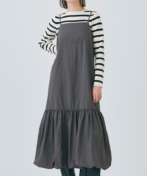 coca(coca)(コカ)の「【WEB限定セール】バルーンヘム ナイロンキャミワンピース(ワンピース・レディース・ブラック/チャコール・M/L)」の2枚目の写真