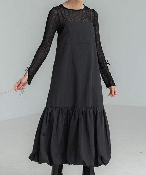 coca(coca)(コカ)の「【WEB限定セール】バルーンヘム ナイロンキャミワンピース(ワンピース・レディース・ブラック/チャコール・M/L)」の16枚目の写真