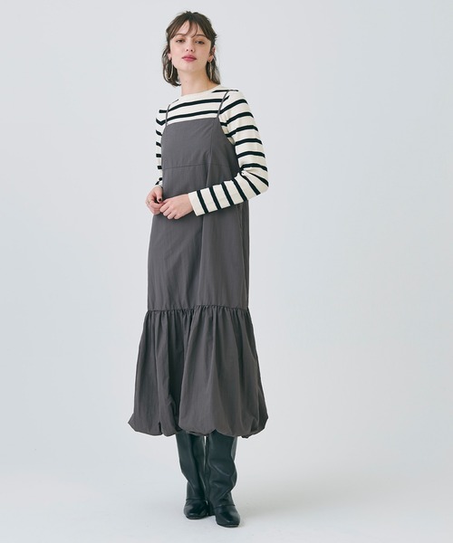 coca(coca)(コカ)の「【WEB限定セール】バルーンヘム ナイロンキャミワンピース(ワンピース・レディース・ブラック/チャコール・M/L)」の3枚目の写真