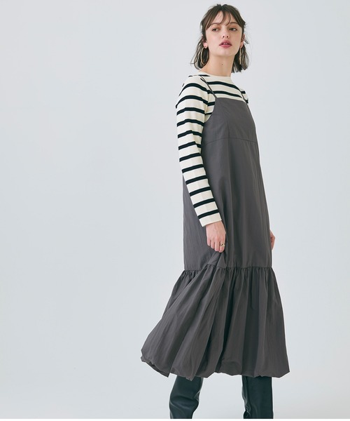 coca(coca)(コカ)の「【WEB限定セール】バルーンヘム ナイロンキャミワンピース(ワンピース・レディース・ブラック/チャコール・M/L)」の5枚目の写真