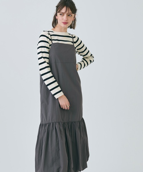 coca(coca)(コカ)の「【WEB限定セール】バルーンヘム ナイロンキャミワンピース(ワンピース・レディース・ブラック/チャコール・M/L)」の7枚目の写真
