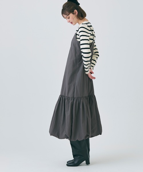 coca(coca)(コカ)の「【WEB限定セール】バルーンヘム ナイロンキャミワンピース(ワンピース・レディース・ブラック/チャコール・M/L)」の4枚目の写真
