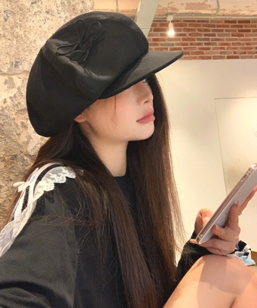 Mayree（メイリー）の「【urge select】ブラック ボリューム リボン付き キャスケット（キャスケット・レディース・ブラック・FREE）」の3枚目の写真