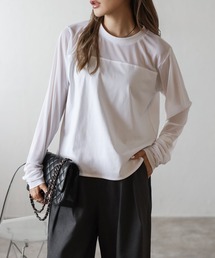 チュール切り替えロングスリーブTシャツ