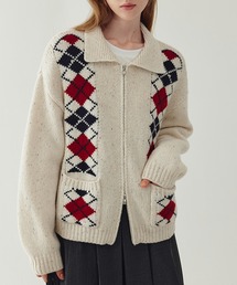 Fano Studios（ファノ ストゥディオズ）の「ダブルジップ アーガイルウールニットカーディガン FQ24S183【Fano Studios】（カーディガン/ボレロ・メンズ）」