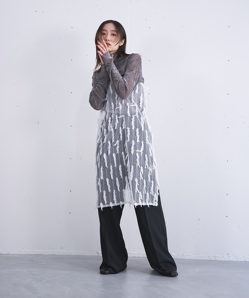 nearness(ニアネス)の「ワイドストレートパンツ(スラックス・レディース・グレー/ブラック・FREE)」の16枚目の写真