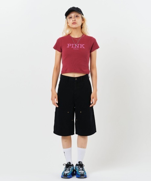 atmos pink(アトモスピンク)の「atmos pink Rib Tight T-Shirt / アトモス ピンク リブ タイト ティーシャツ(Tシャツ/カットソー・レディース・バーガンディー/ブラック/ホワイト・FREE)」の10枚目の写真