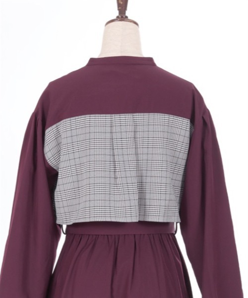 axes femme（アクシーズファム）の「チェック柄パッチワークワンピース（ワンピース・レディース・ワイン/ダークグリーン/ベージュ・FREE）」の14枚目の写真