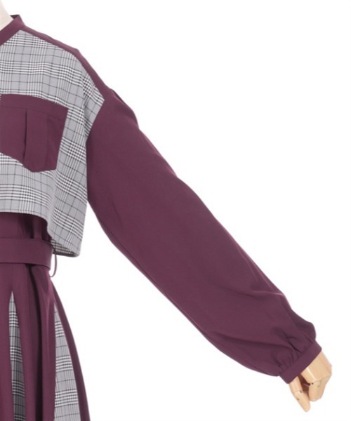 axes femme（アクシーズファム）の「チェック柄パッチワークワンピース（ワンピース・レディース・ワイン/ダークグリーン/ベージュ・FREE）」の15枚目の写真