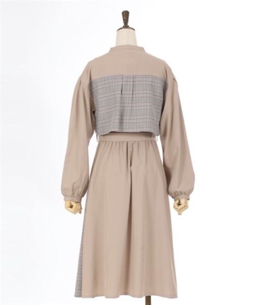 axes femme（アクシーズファム）の「チェック柄パッチワークワンピース（ワンピース・レディース・ワイン/ダークグリーン/ベージュ・FREE）」の18枚目の写真