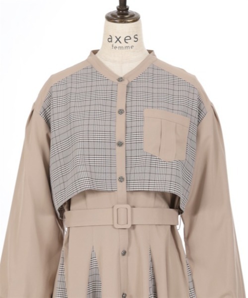 axes femme（アクシーズファム）の「チェック柄パッチワークワンピース（ワンピース・レディース・ワイン/ダークグリーン/ベージュ・FREE）」の19枚目の写真