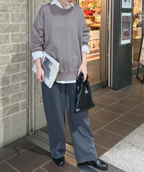 ABYS（アビス）の「モチモチで着心地抜群◎カラーパイピングススウェットニット（ニット/セーター・レディース・パープル/アイボリー/グレー・FREE）」の10枚目の写真