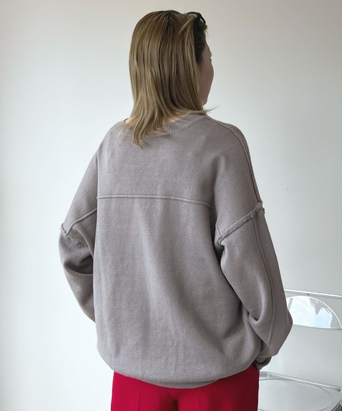 ABYS（アビス）の「モチモチで着心地抜群◎カラーパイピングススウェットニット（ニット/セーター・レディース・パープル/アイボリー/グレー・FREE）」の17枚目の写真