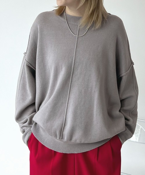 ABYS（アビス）の「モチモチで着心地抜群◎カラーパイピングススウェットニット（ニット/セーター・レディース・パープル/アイボリー/グレー・FREE）」の18枚目の写真